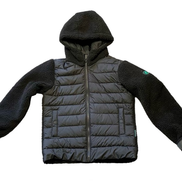 Save The Duck Kids' Derik Hooded Recycled Puffer Jacket In Black Size 12 - Picture 1 of 10